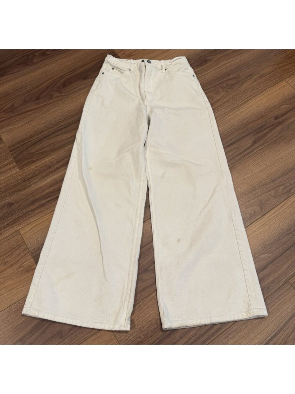 Vintage Lee Wide Leg Jeans Womens 28 Waist White Baggy
